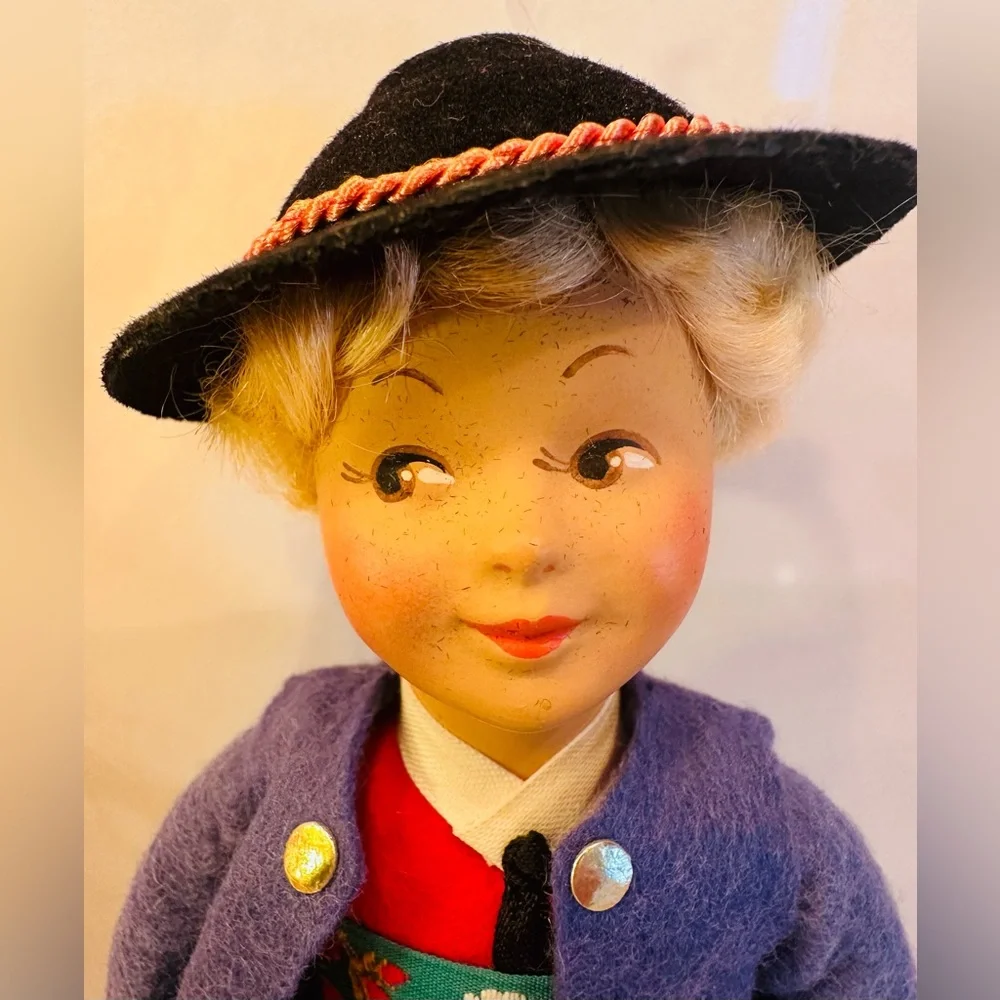 Vintage Rare Baitz Toni Doll 9” Original Box Tag Handcrafted Made in Austria